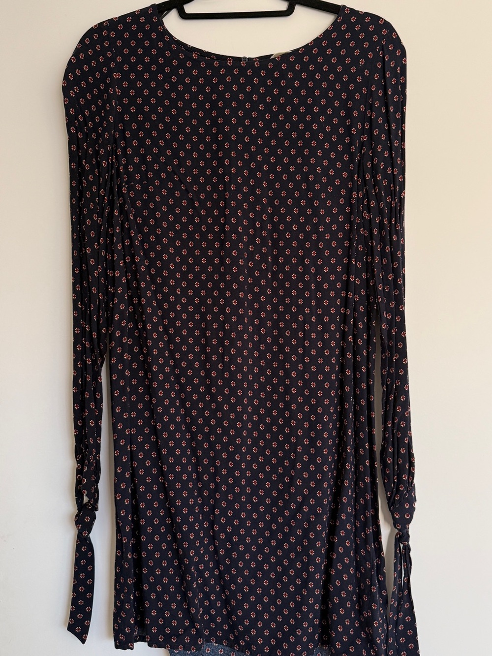 H&M Navy Long-Sleeve Dress with Pink Dot Motif